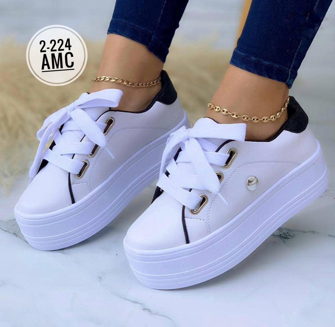 Tenis Deportivos Altos Amc Blanco Negro